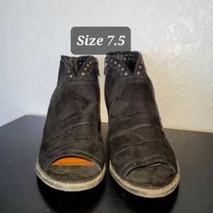 Sonoma Vitalize Slouchy Black Open Toe Exposed Heel Ankle Booties